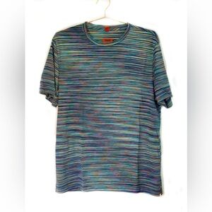 Missoni Multicolor Blue Striped Men's T-Shirt, XL, NWOT